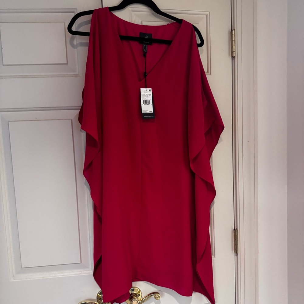 Adrianna Papell Gauzy Crepe handkerchief  Dress size 10 NWT in Fiesta Pink